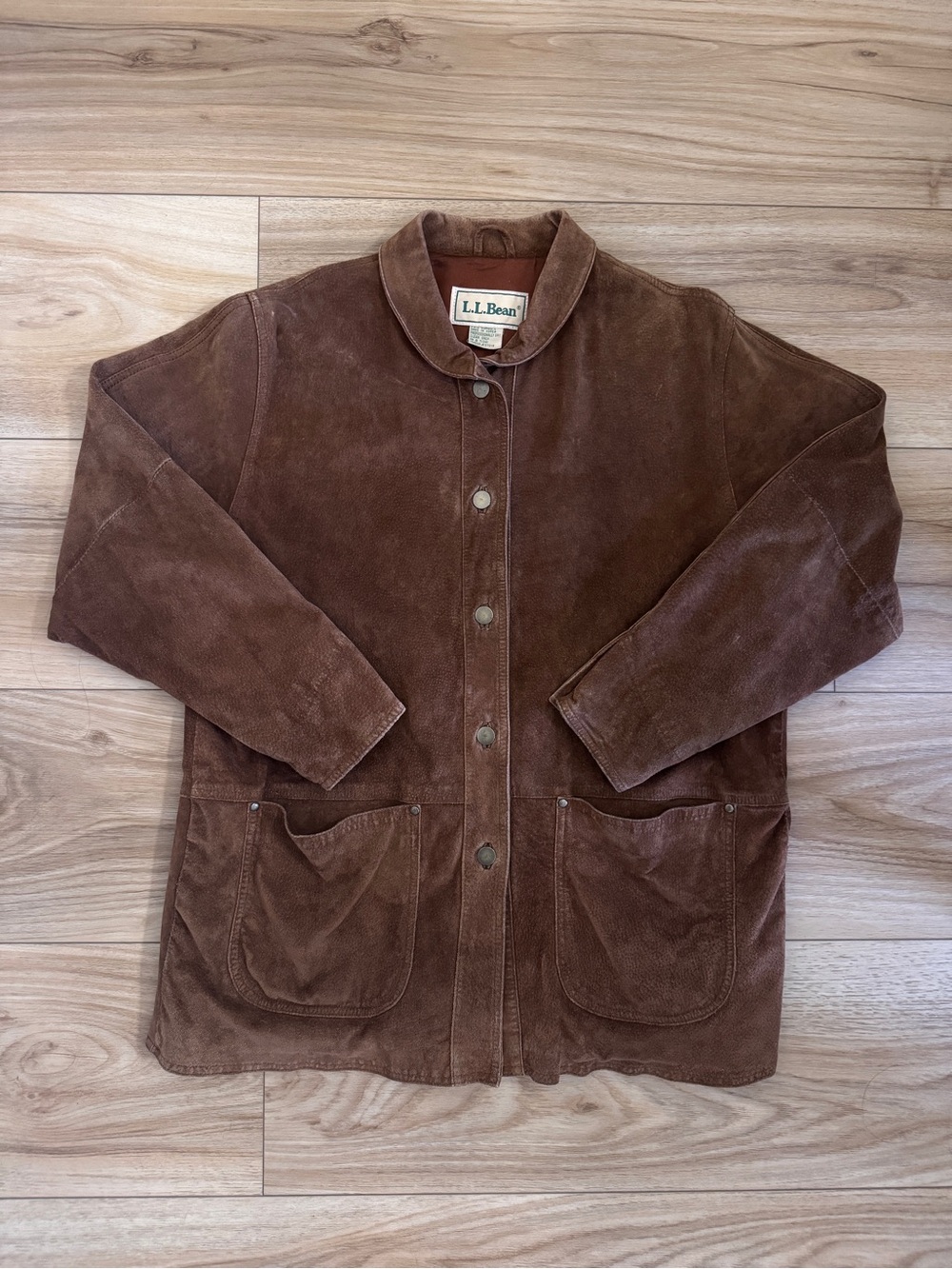 VTG L.L. Bean Genuine Suede Chore Coat Western Ranchwear Barn Jacket Size L/XL - Picture 3 of 8
